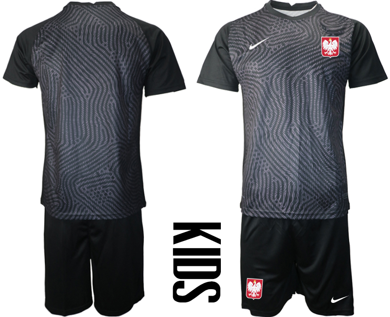 Cheap 2021 European Cup Poland black Youth goalkeeper soccer jerseys